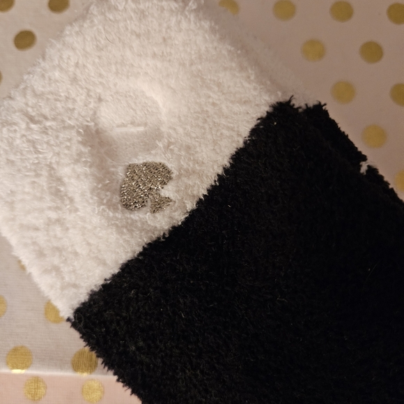 Kate Spade Black Socks with White Dots 2 Pr With Grippy Bottoms - Picture 5 of 6